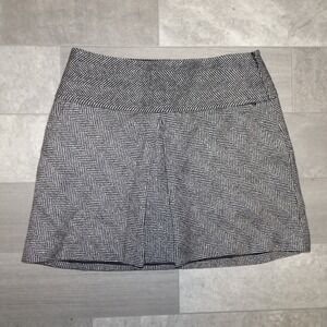 Calvin Klein Herringbone Wool Mini Skirt‎ Women Size 4 Black White